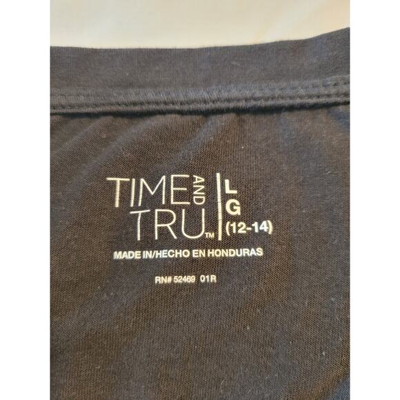Time and tru large womens black basic v neck tee - Picture 3 of 7